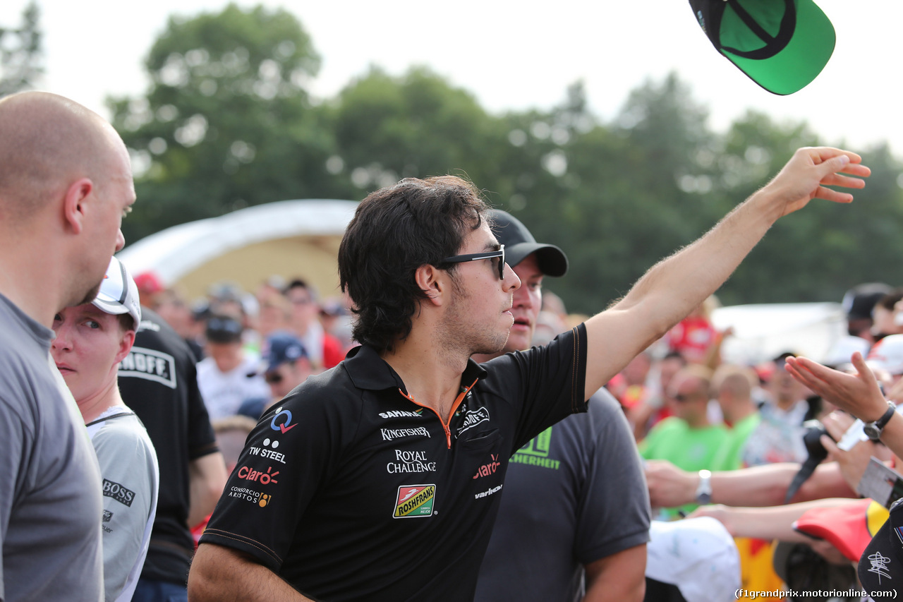 GP GERMANIA, 19.07.2014- Sergio Perez (MEX) Sahara Force India F1 Team VJM07 at the fans meeting