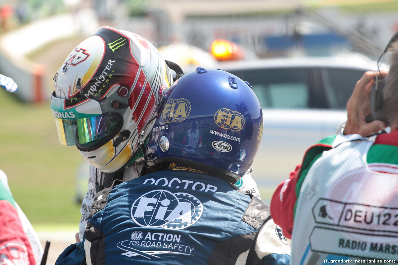 GP GERMANIA, 19.07.2014- Lewis Hamilton (GBR) Mercedes AMG F1 W05 after the crash during q1 in saschkurve
