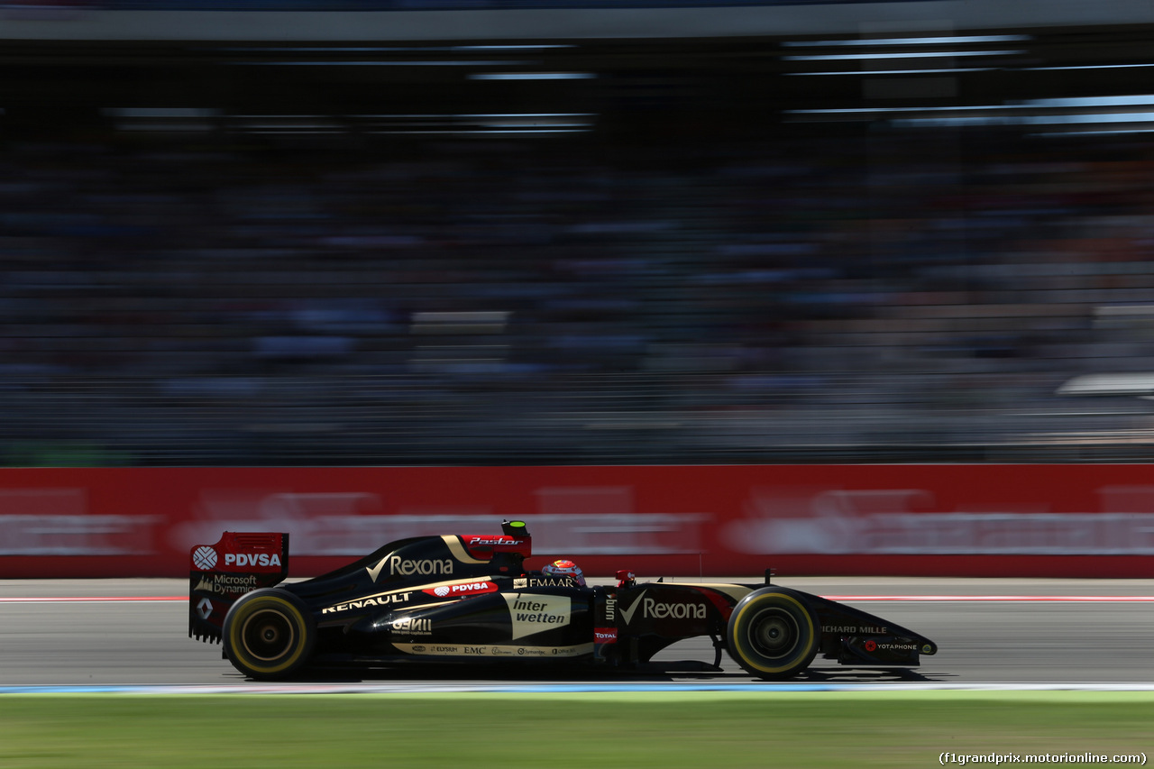 GP GERMANIA, 18.07.2014- Prove Libere 1, Pastor Maldonado (VEN) Lotus F1 Team, E22
