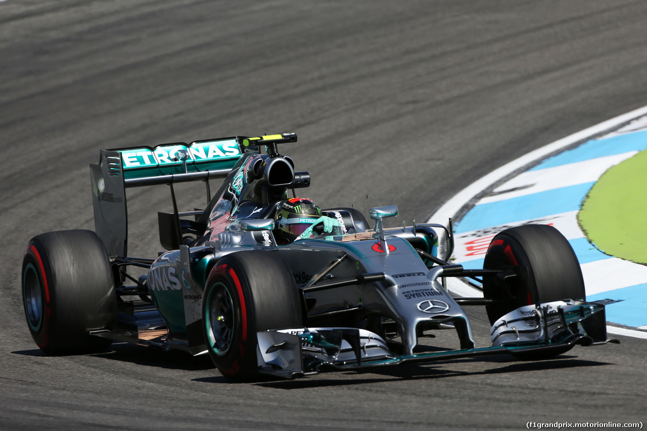 GP GERMANIA, Nico Rosberg (GER) Mercedes AMG F1 W05.
18.07.2014. Formula 1 World Championship, Rd 10, German Grand Prix, Hockenheim, Germany, Practice Day.
