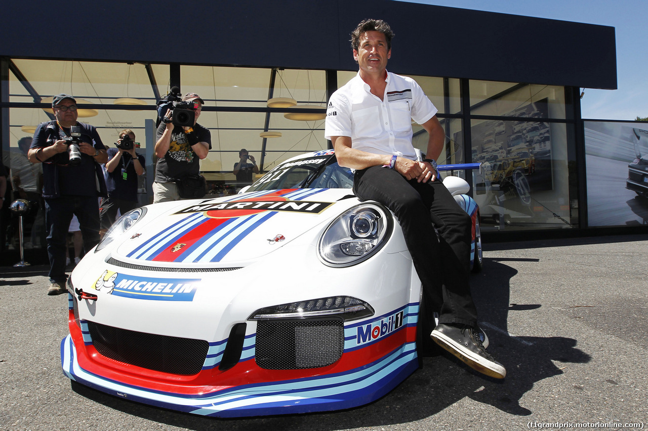 GP GERMANIA, Patrick Dempsey (USA) Actor, who is competing in the Porsche Supercup race.
18.07.2014. Formula 1 World Championship, Rd 10, German Grand Prix, Hockenheim, Germany, Practice Day.