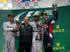 GP GIAPPONE, 05.10.2014 - Gara, 1st position Lewis Hamilton (GBR) Mercedes AMG F1 W05, secondo Nico Rosberg (GER) Mercedes AMG F1 W05 e terzo Sebastian Vettel (GER) Red Bull Racing RB10
