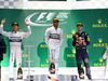 GP GIAPPONE, 05.10.2014 - Gara, 1st position Lewis Hamilton (GBR) Mercedes AMG F1 W05, secondo Nico Rosberg (GER) Mercedes AMG F1 W05 e terzo Sebastian Vettel (GER) Red Bull Racing RB10