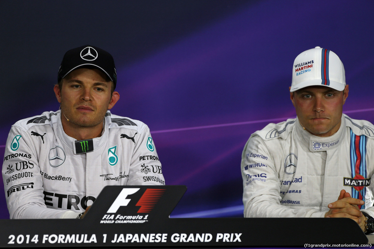 GP GIAPPONE, 04.10.2014 - Qualifiche, Conferenza Stampa, Nico Rosberg (GER) Mercedes AMG F1 W05 e Valtteri Bottas (FIN) Williams F1 Team FW36