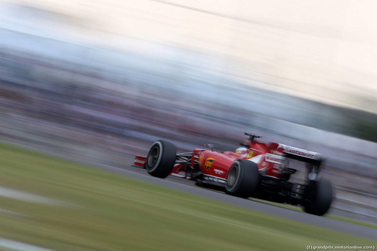 GP GIAPPONE, 03.10.2014 - Prove Libere 2, Fernando Alonso (ESP) Ferrari F14-T e the red flag