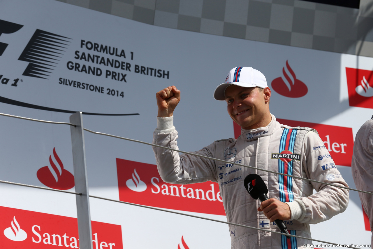 GP GRAN BRETAGNA, 06.07.2014 - Podium, Valtteri Bottas (FIN) Williams F1 Team FW36 (secondo)