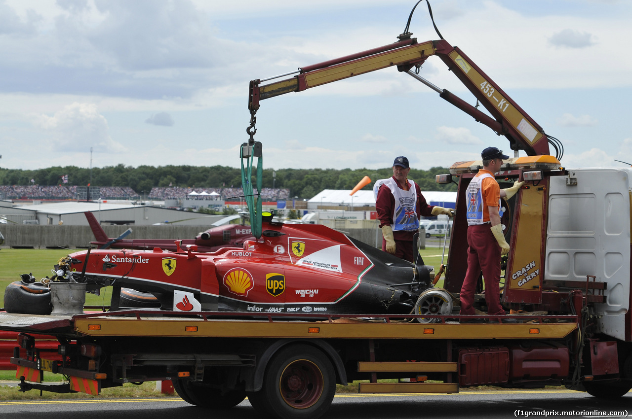 GP GRAN BRETAGNA, 06.07.2014 - Gara, The damaged car of Kimi Raikkonen (FIN) Ferrari F147