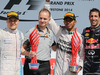 GP GRAN BRETAGNA, 06.07.2014 - Podium, Lewis Hamilton (GBR) Mercedes AMG F1 W05 (vincitore), Valtteri Bottas (FIN) Williams F1 Team FW36 (secondo) e Daniel Ricciardo (AUS) Infiniti Red Bull Racing RB10 (terzo)