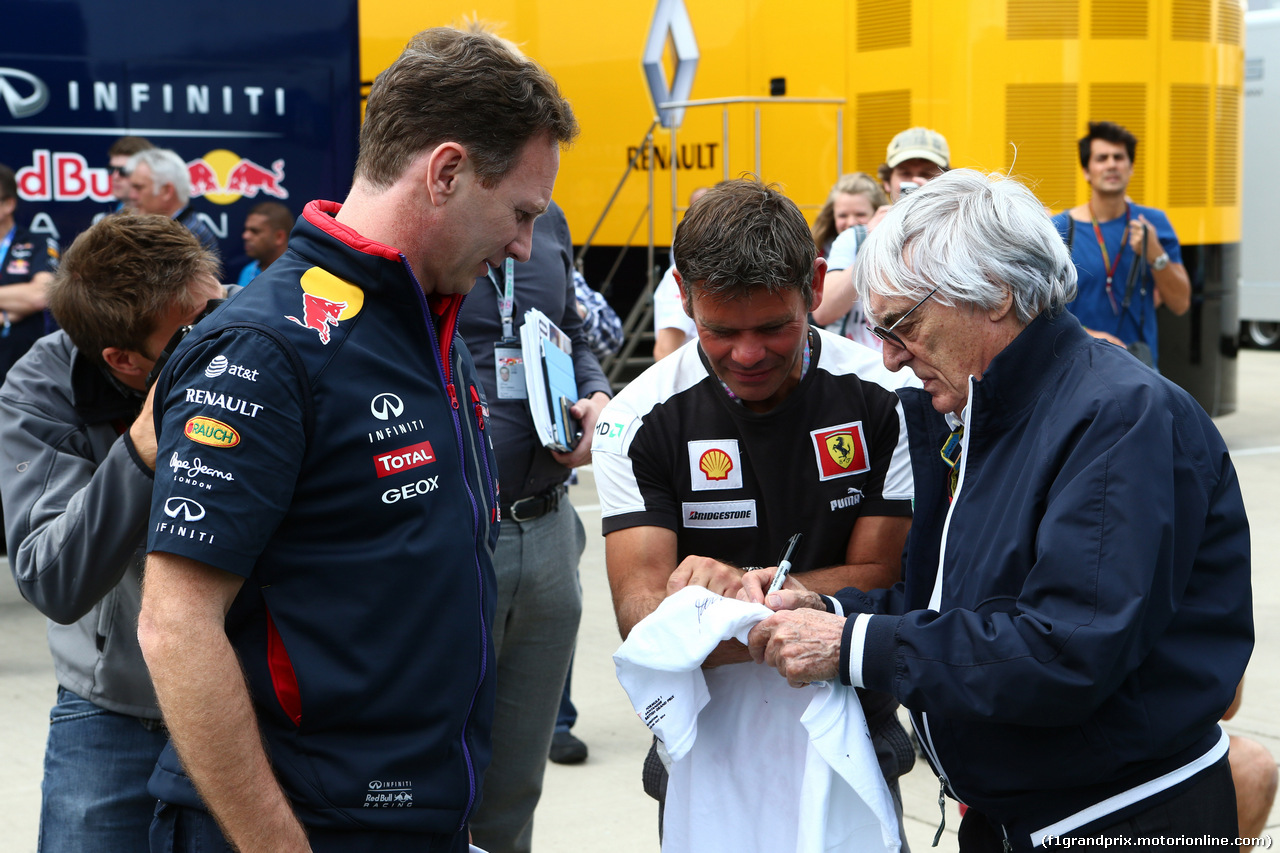 GP GRAN BRETAGNA, 04.07.2014 - Christian Horner (GBR), Red Bull Racing, Sporting Director e Bernie Ecclestone (GBR), President e CEO of Formula One Management