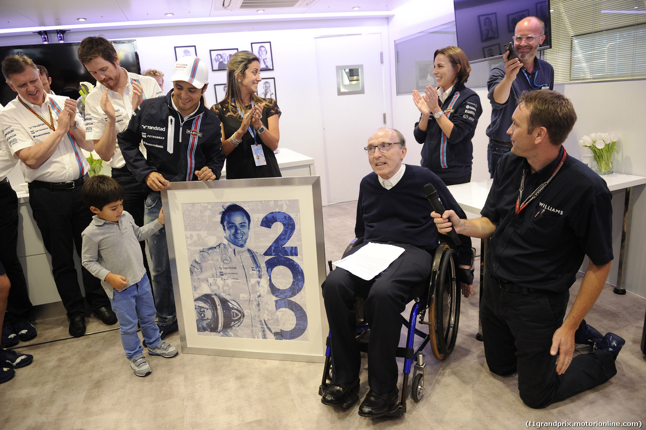 GP GRAN BRETAGNA, 04.07.2014 - Felipe Massa (BRA) Williams F1 Team FW36 celebrates 200 gp in Formula 1