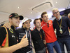 GP GRAN BRETAGNA, 04.07.2014 - Felipe Massa (BRA) Williams F1 Team FW36 celebrates 200 gp in Formula 1 with Pastor Maldonado (VEN) Lotus F1 Team, E22, Jules Bianchi (FRA) Marussia F1 Team MR03 e Nicolas Todt (FRA)