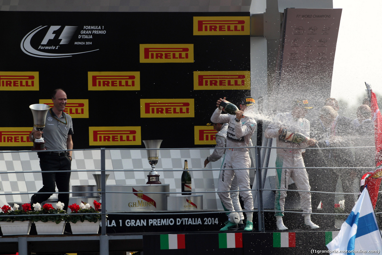 GP ITALIA, 07.09.2014 - Gara, 1st position Lewis Hamilton (GBR) Mercedes AMG F1 W05, secondo Nico Rosberg (GER) Mercedes AMG F1 W05 e terzo Felipe Massa (BRA) Williams F1 Team FW36