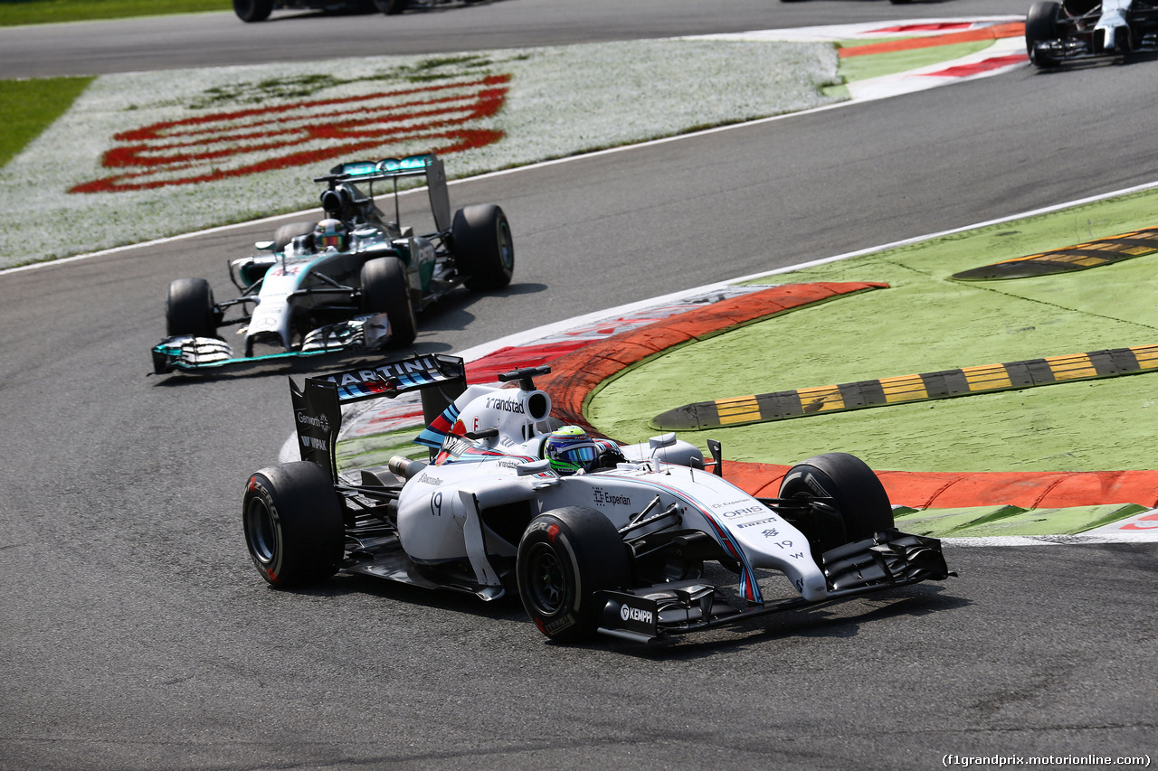 GP ITALIA, 07.09.2014 - Gara, Felipe Massa (BRA) Williams F1 Team FW36 davanti a Lewis Hamilton (GBR) Mercedes AMG F1 W05
