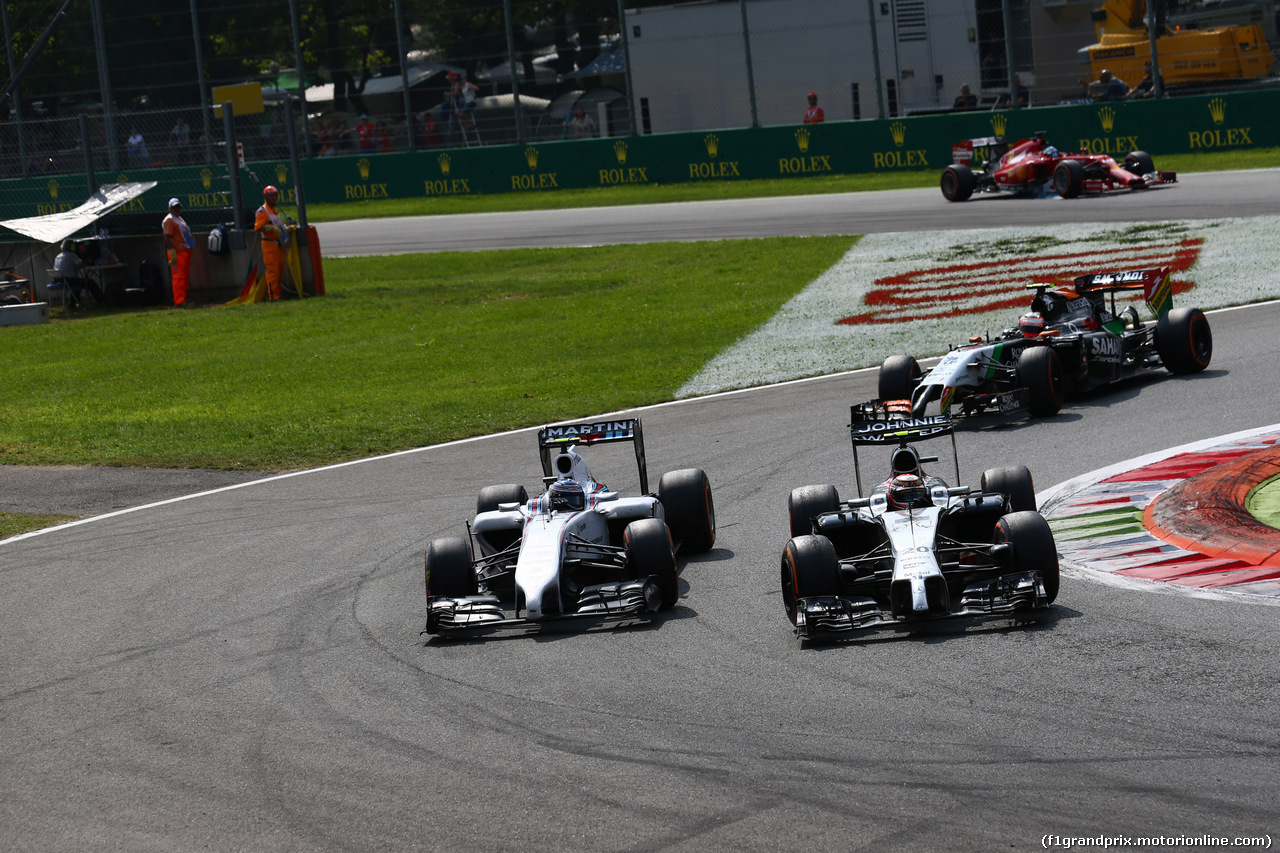 GP ITALIA, 07.09.2014 - Gara, Valtteri Bottas (FIN) Williams F1 Team FW36 e Kevin Magnussen (DEN) McLaren Mercedes MP4-29