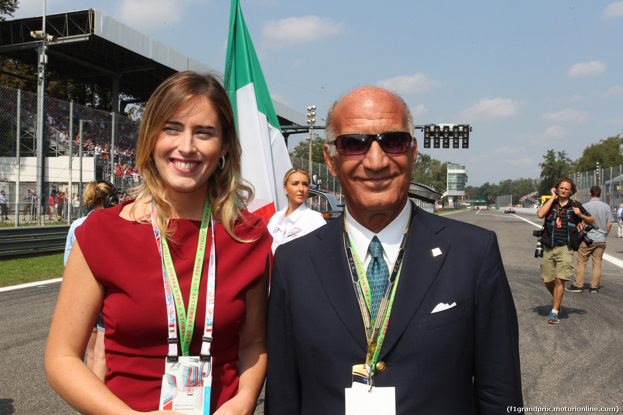GP ITALIA, 07.09.2014 - Gara, Ministro Maria Elena Boschi (ITA) e Dr. Angelo Sticchi Damiani (ITA) Aci Csai President