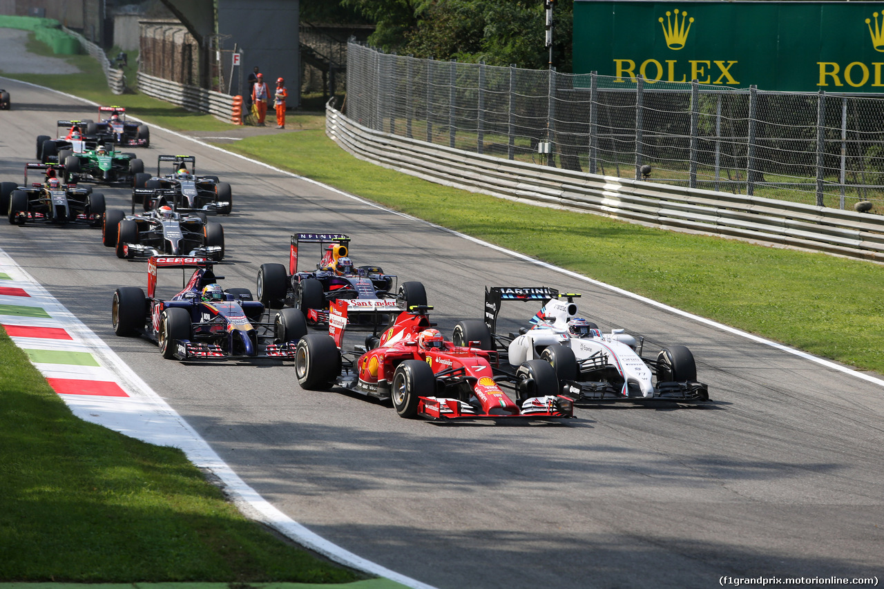 GP ITALIA, 07.09.2014 - Gara, Kimi Raikkonen (FIN) Ferrari F14-T e Valtteri Bottas (FIN) Williams F1 Team FW36