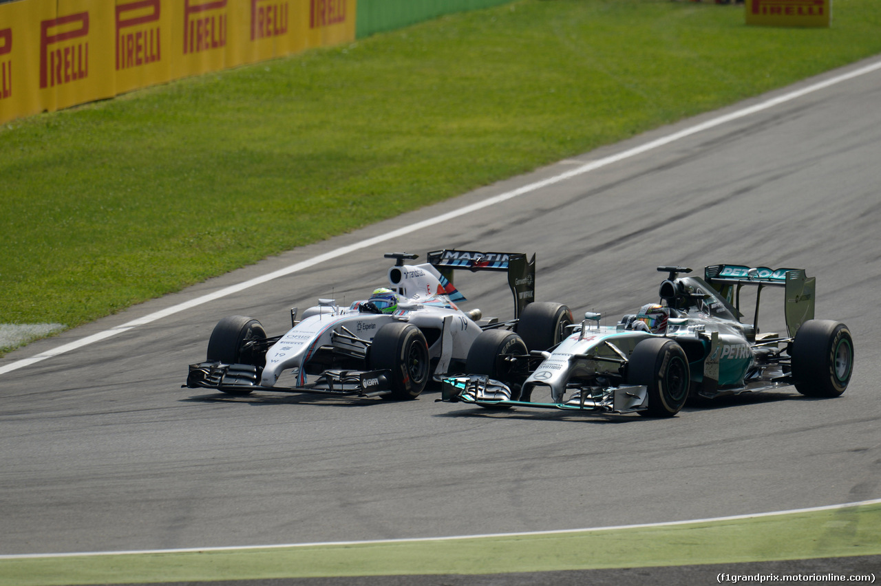 GP ITALIA, 07.09.2014 - Gara, Felipe Massa (BRA) Williams F1 Team FW36 e Lewis Hamilton (GBR) Mercedes AMG F1 W05