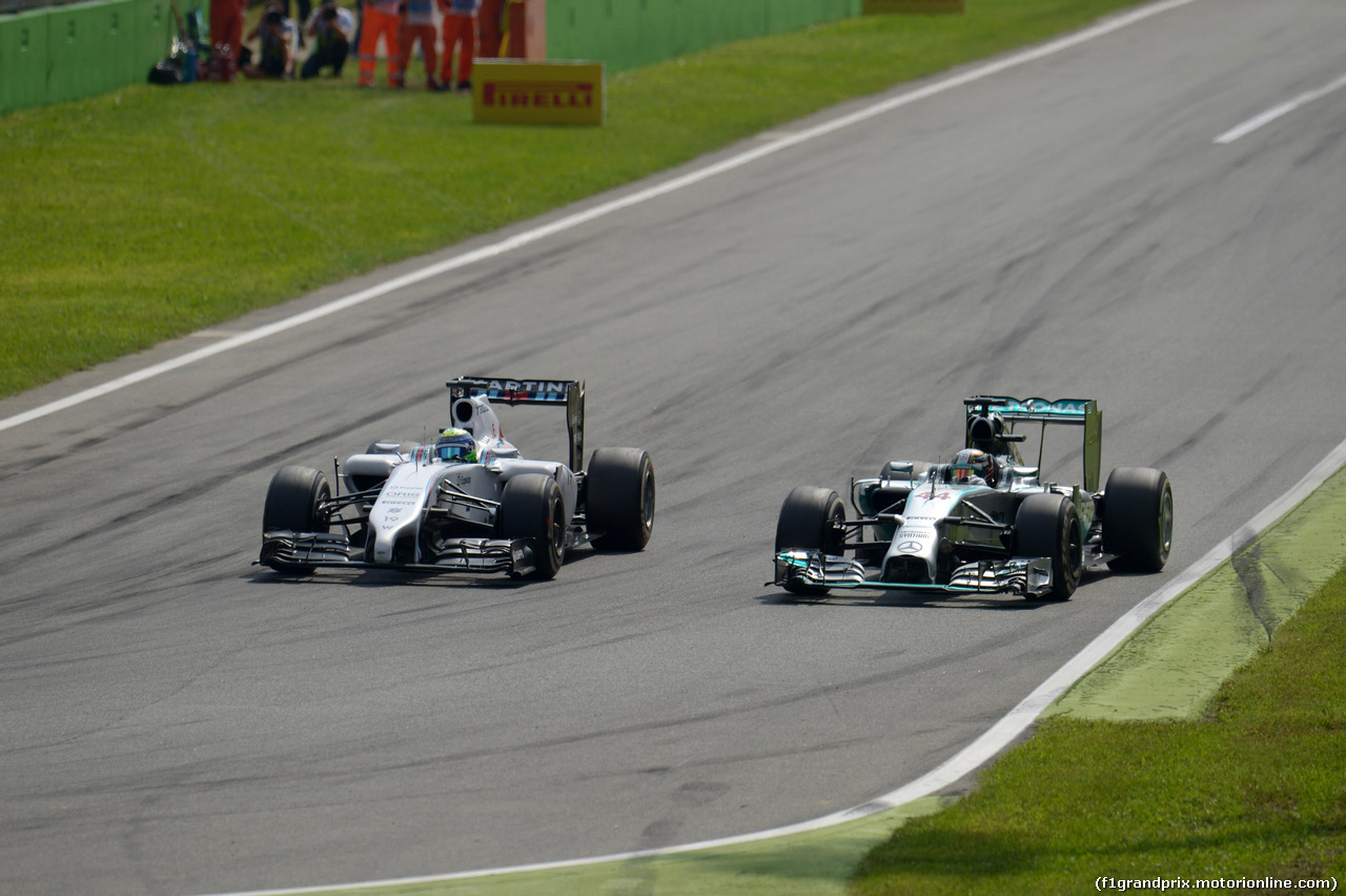 GP ITALIA, 07.09.2014 - Gara, Felipe Massa (BRA) Williams F1 Team FW36 e Lewis Hamilton (GBR) Mercedes AMG F1 W05