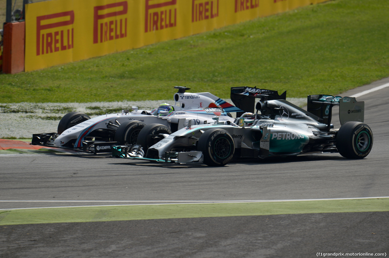 GP ITALIA, 07.09.2014 - Gara, Felipe Massa (BRA) Williams F1 Team FW36 e Lewis Hamilton (GBR) Mercedes AMG F1 W05