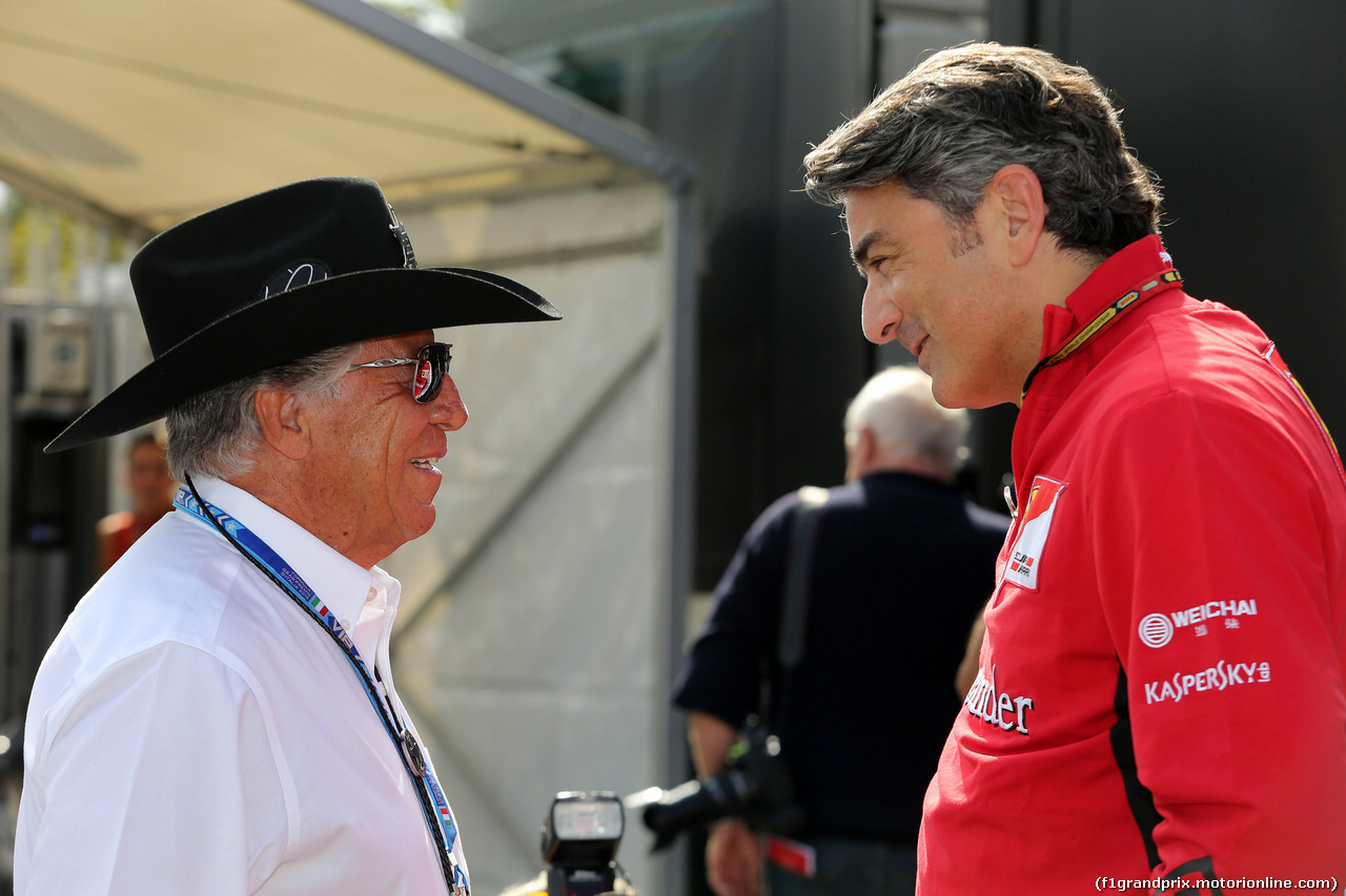 GP ITALIA, 04.09.2014- Mario Andretti (USA) e Marco Mattiacci (ITA) Team Principal, Ferrari and