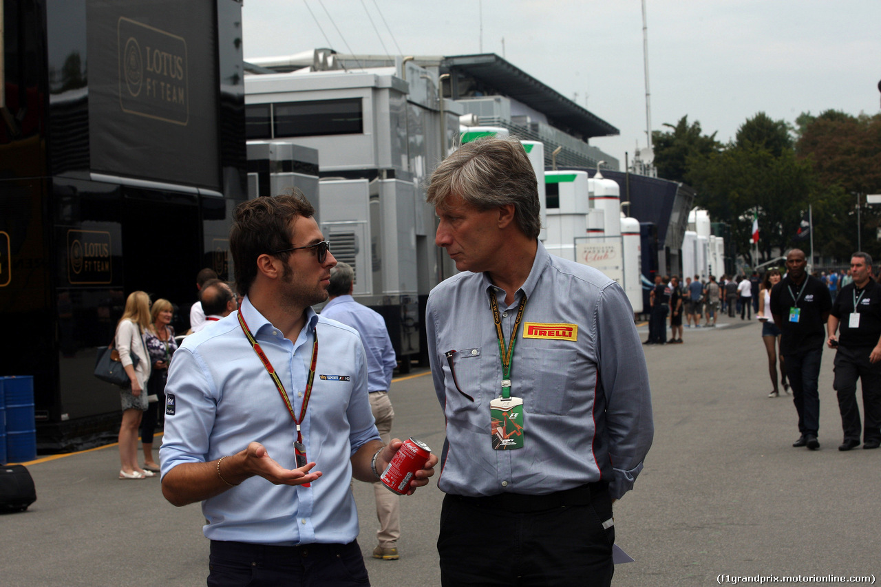 GP ITALIA, 04.09.2014- Luca Filippi (ITA), Sky TV e Roberto Boccafogli (ITA), Pirelli