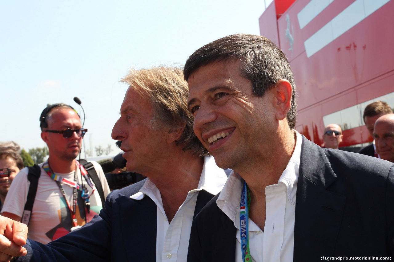 GP ITALIA, 06.09.2014 - Prove Libere 3, Luca Cordero di Montezemolo (ITA), President Ferrari e Maurizio Luppi (ITA), Ministro delle Infrastrutture e dei Trasporti