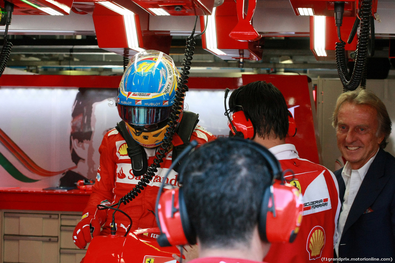GP ITALIA, 06.09.2014 - Prove Libere 3, Fernando Alonso (ESP) Ferrari F14-T e Luca Cordero di Montezemolo (ITA), President Ferrari