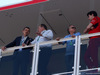 GP ITALIA, 06.09.2014 - Free Practice 3, (L to R): Guenther Steiner (ITA) Haas F1 Team Prinicipal with Gene Haas (USA) Haas Automotion President; Joe Custer (USA) Stewart Haas Racing Vice President; e Mattia Binotto (ITA) Ferrari Gara Engine Manager.