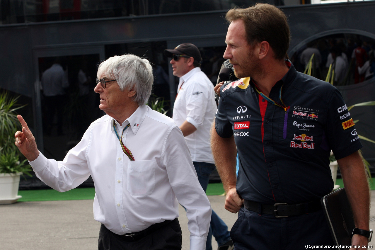 GP ITALIA, 05.09.2014 - Prove Libere 1, Bernie Ecclestone (GBR), President e CEO of FOM e Christian Horner (GBR), Red Bull Racing, Sporting Director