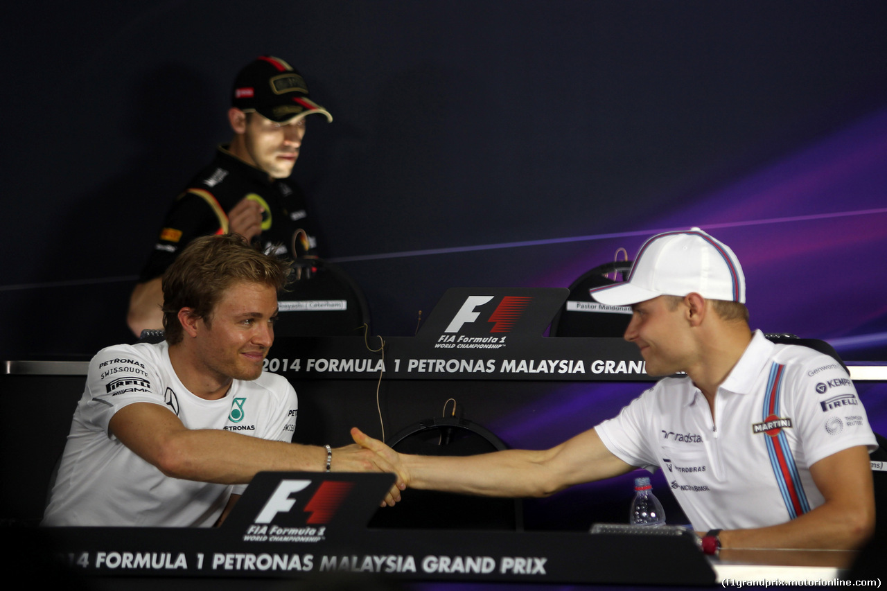 GP MALESIA, 27.03.2014- Conferenza Stampa, Nico Rosberg (GER) Mercedes AMG F1 W05 e Valtteri Bottas (FIN) Williams F1 Team FW36