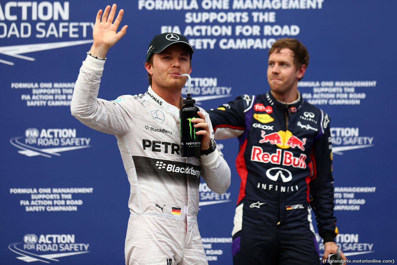 GP MALESIA, 29.03.2014- Qualifiche, terzo Nico Rosberg (GER) Mercedes AMG F1 W05 e secondo Sebastian Vettel (GER) Red Bull Racing RB10