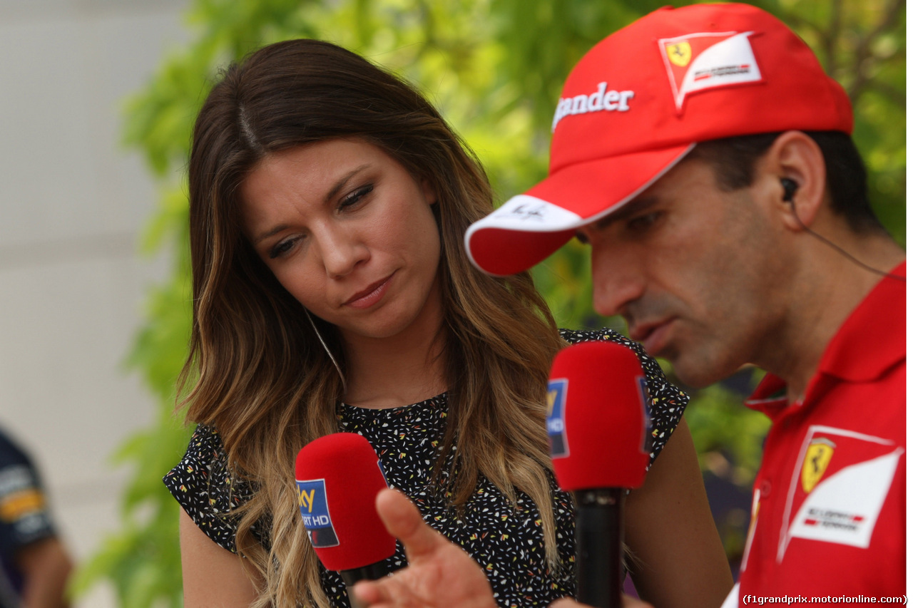 GP MALESIA, 28.03.2014- Prove Libere 2, Federica Masolin (ITA), Sky Tv Italia e Marc Gene (ESP), Test Driver Ferrari