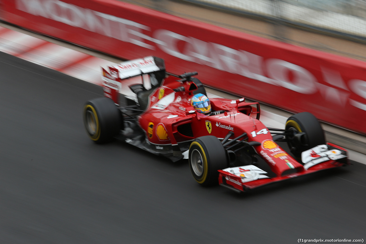 GP MONACO, 22.05.2014- Prove Libere 1, Fernando Alonso (ESP) Ferrari F14-T