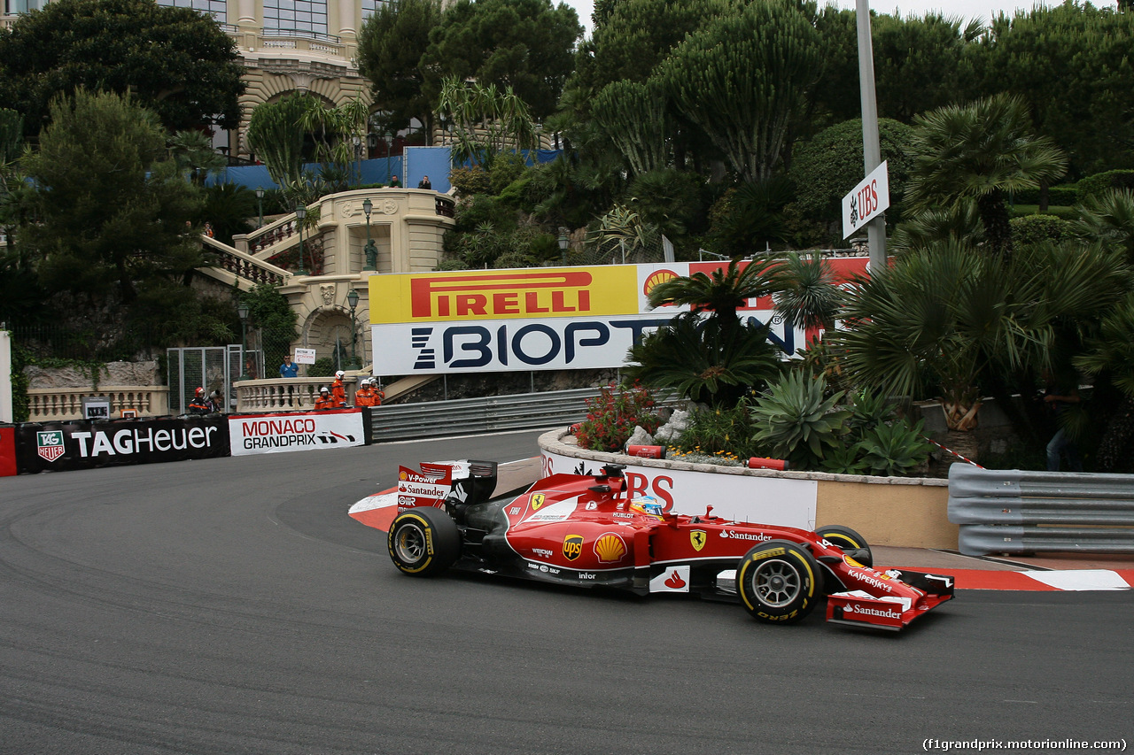GP MONACO, 22.05.2014- Prove Libere 1, Fernando Alonso (ESP) Ferrari F14-T