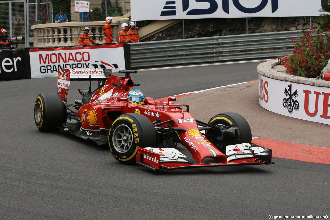 GP MONACO, 22.05.2014- Prove Libere 1, Fernando Alonso (ESP) Ferrari F14-T