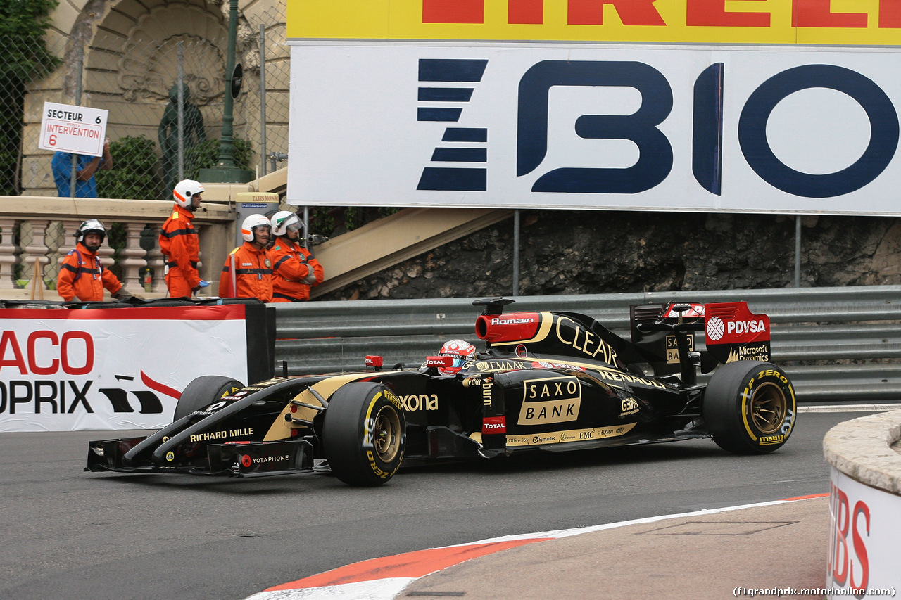 GP MONACO, 22.05.2014- Prove Libere 1, Romain Grosjean (FRA) Lotus F1 Team E22
