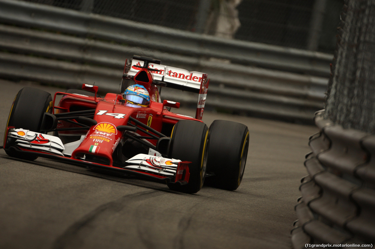 GP MONACO, 22.05.2014- Prove Libere 1, Fernando Alonso (ESP) Ferrari F14-T