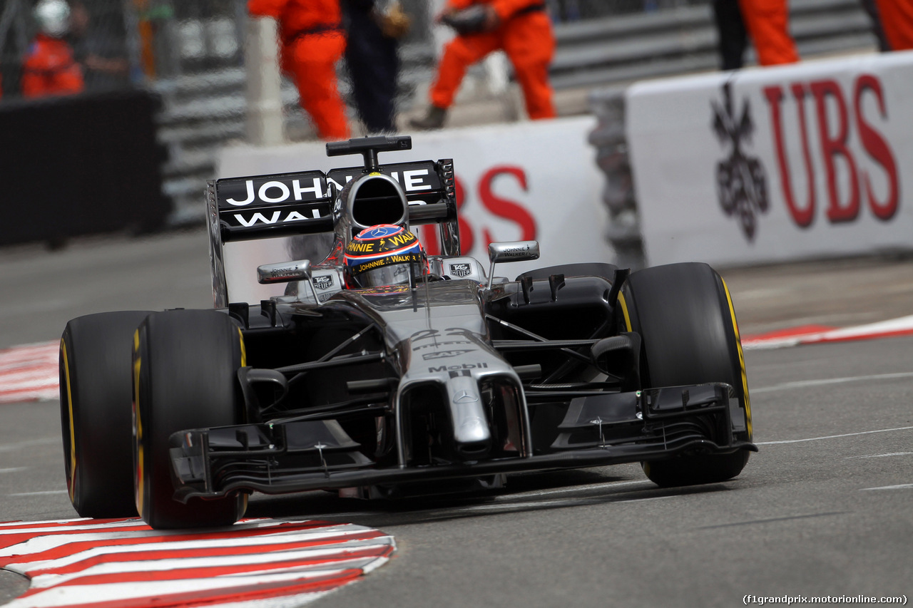 GP MONACO, 22.05.2014- Prove Libere 1, Jenson Button (GBR) McLaren Mercedes MP4-29