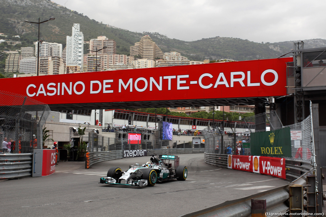 GP MONACO, 22.05.2014- Prove Libere 1, Lewis Hamilton (GBR) Mercedes AMG F1 W05