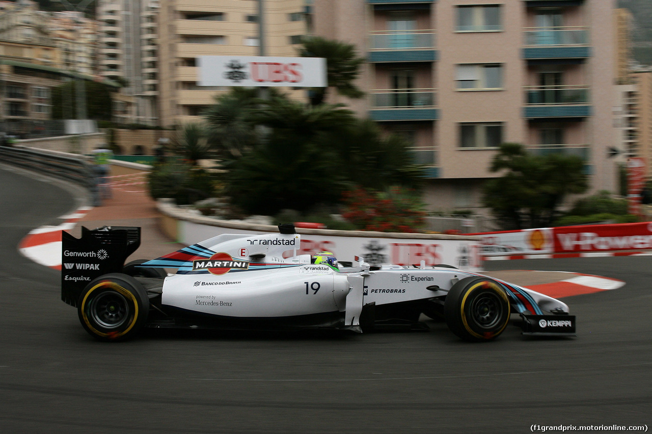 GP MONACO, 22.05.2014- Prove Libere 1, Felipe Massa (BRA) Williams F1 Team FW36