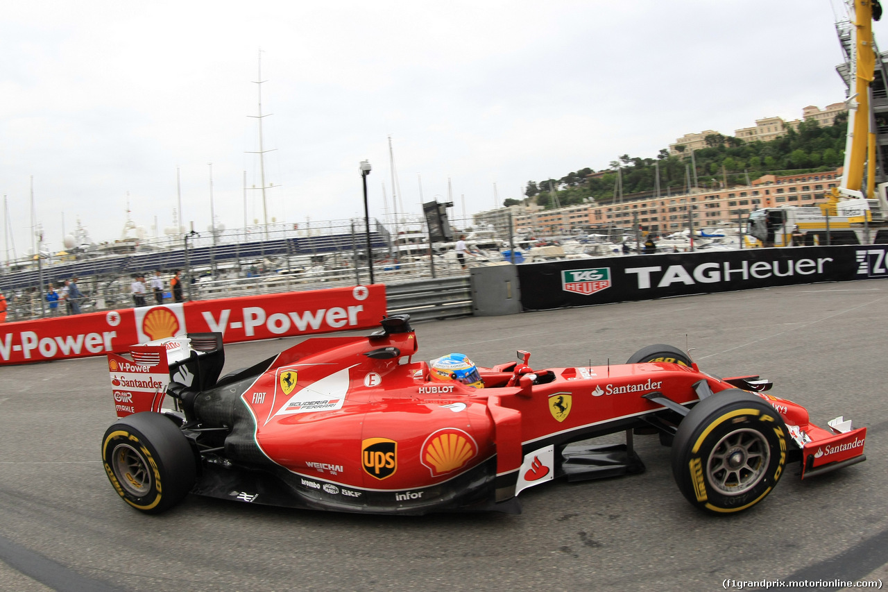 GP MONACO, 22.05.2014- Prove Libere 1, Fernando Alonso (ESP) Ferrari F14-T
