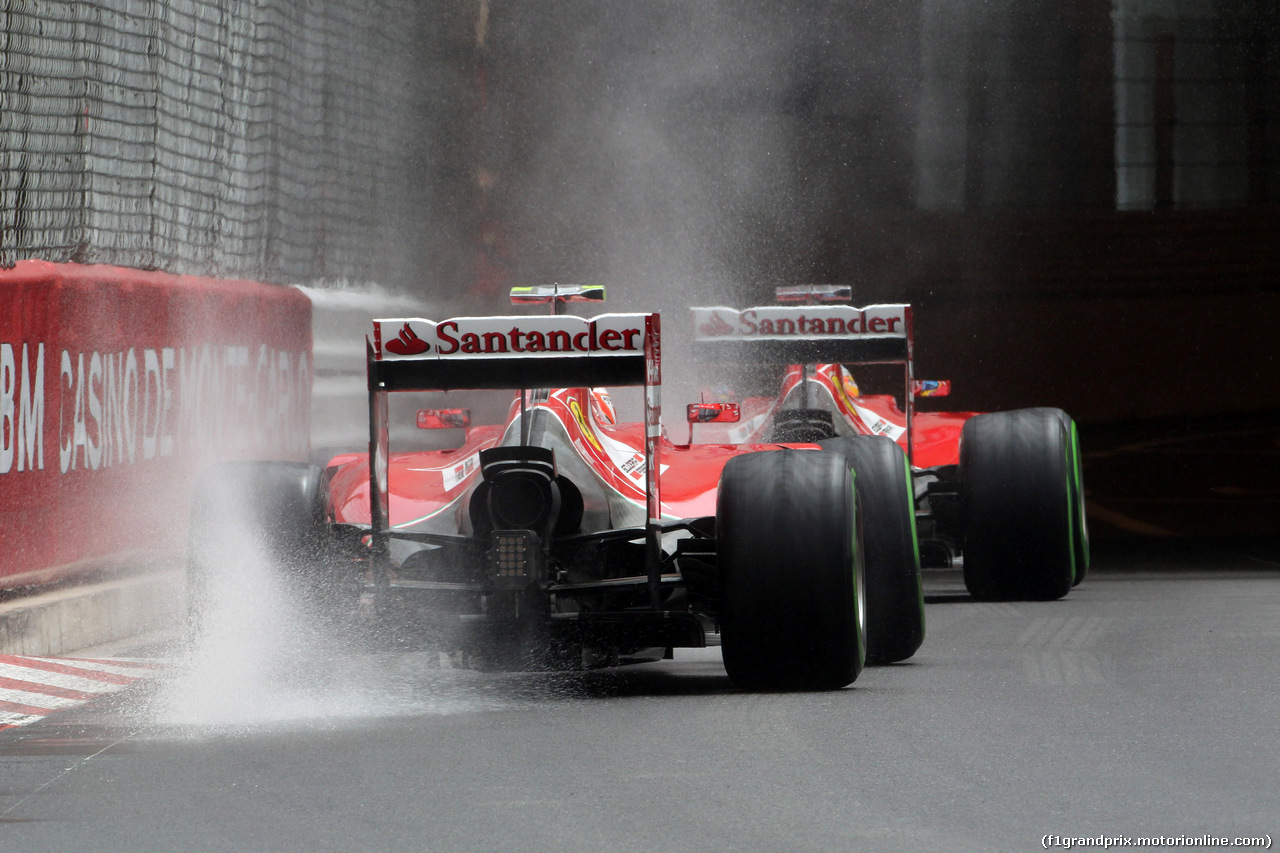 GP MONACO, 22.05.2014- Prove Libere 2, Kimi Raikkonen (FIN) Ferrari F14-T e Fernando Alonso (ESP) Ferrari F14-T