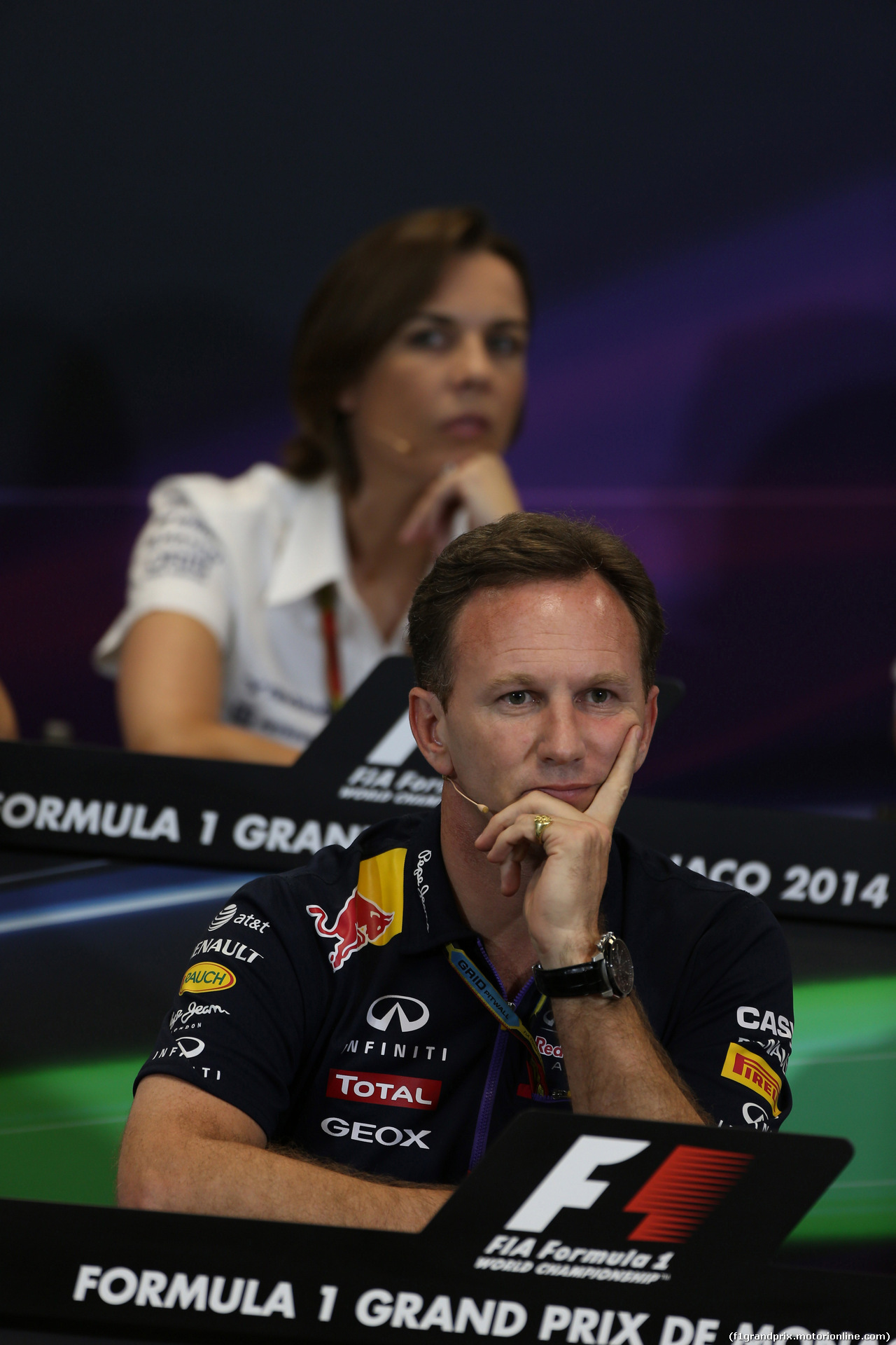 GP MONACO, 22.05.2014- Conferenza Stampa, Christian Horner (GBR), Red Bull Racing, Sporting Director e Claire Williams (GBR) Williams Deputy Team Principal.