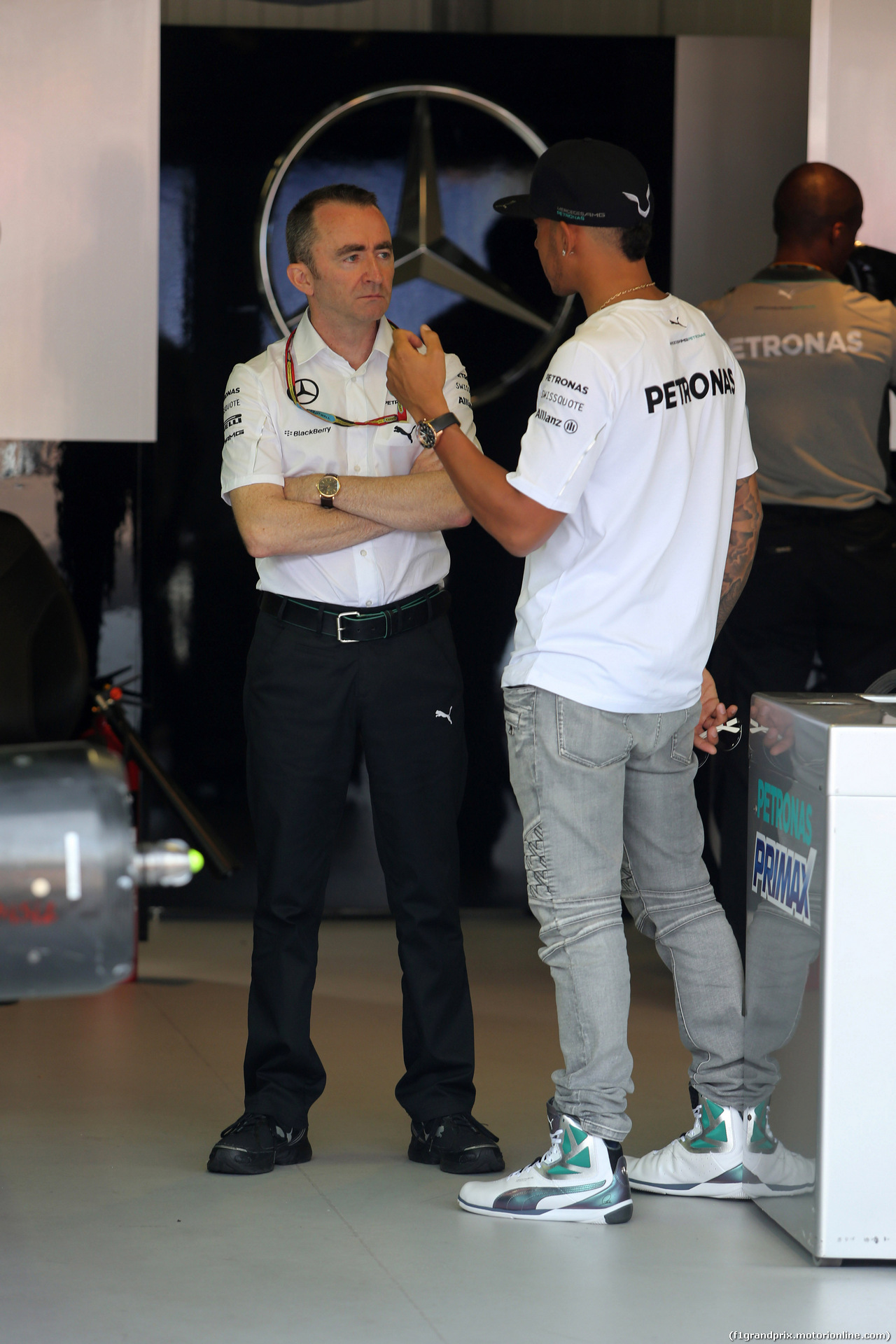 GP MONACO, 21.05.2014- Lewis Hamilton (GBR) Mercedes AMG F1 W05 e Paddy Lowe (GBR) Mercedes AMG F1 Executive Director