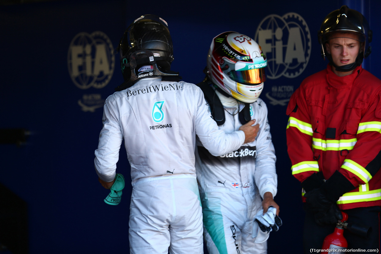 GP MONACO, 24.05.2014- Qualifiche, Nico Rosberg (GER) Mercedes AMG F1 W05 pole position e secondo Lewis Hamilton (GBR) Mercedes AMG F1 W05