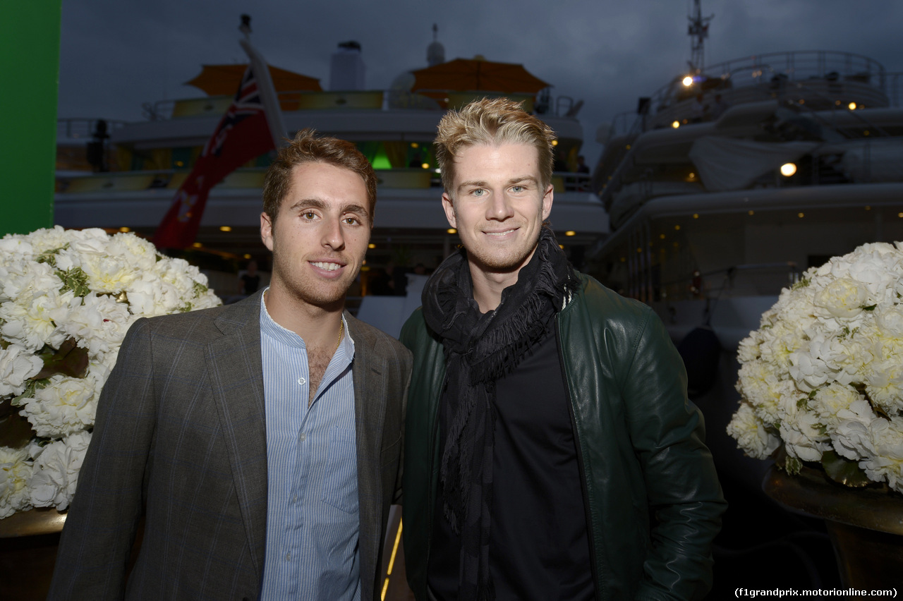 GP MONACO, 22.05.2014- (L to R): Daniel Juncadella (ESP) Sahara Force India F1 Team Test e Reserve Driver with Nico Hulkenberg (GER) Sahara Force India F1 at the Signature Monaco Party.