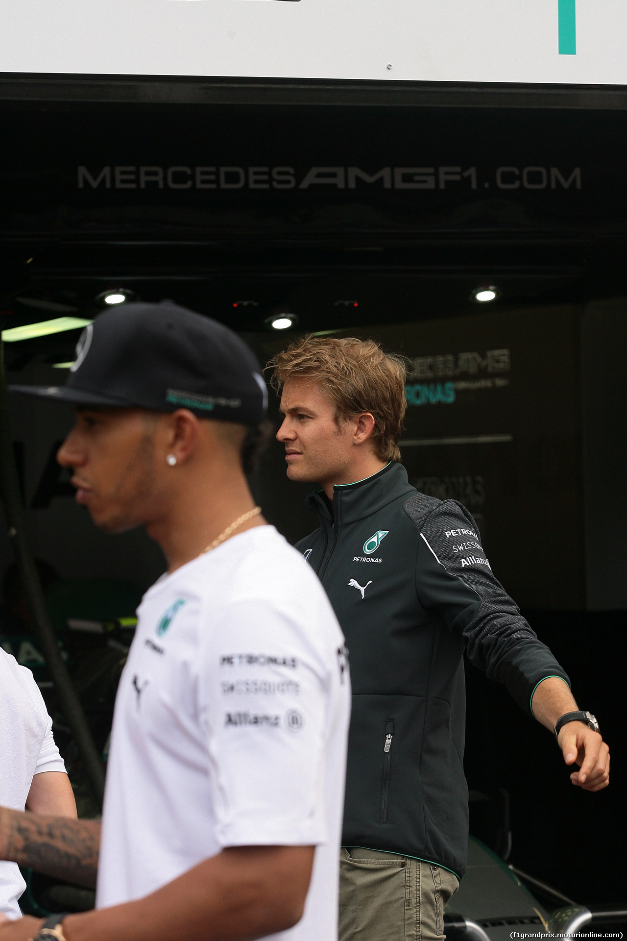 GP MONACO, 23.05.2014- Lewis Hamilton (GBR) Mercedes AMG F1 W05 e Nico Rosberg (GER) Mercedes AMG F1 W05