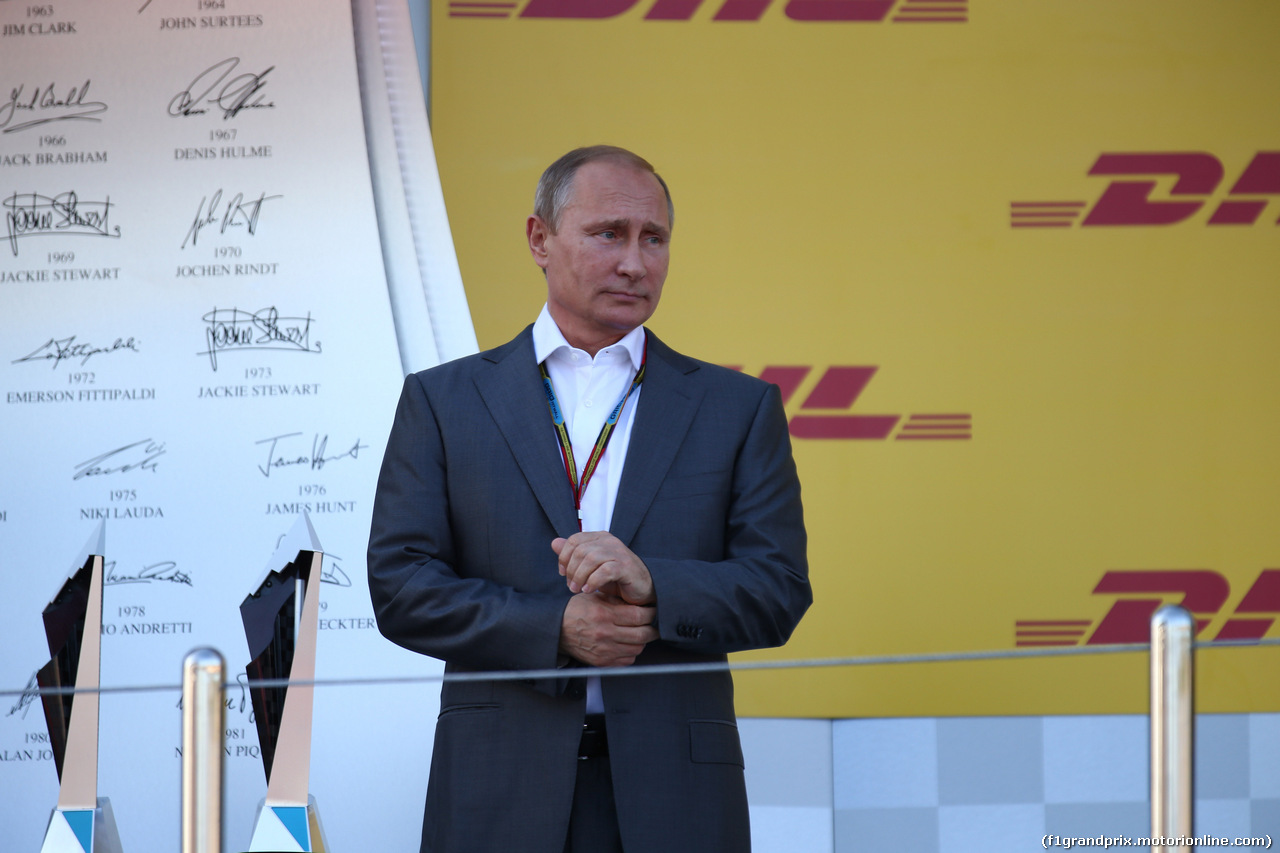 GP RUSSIA, 12.10.2014- Podium, Vladimir Putin (RUS) President od Russian Federation