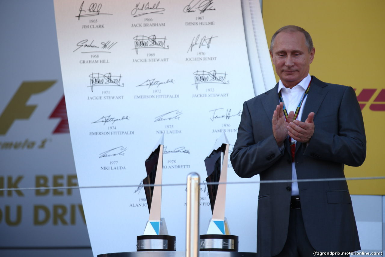 GP RUSSIA, 12.10.2014- Podium, Vladimir Putin (RUS) President od Russian Federation