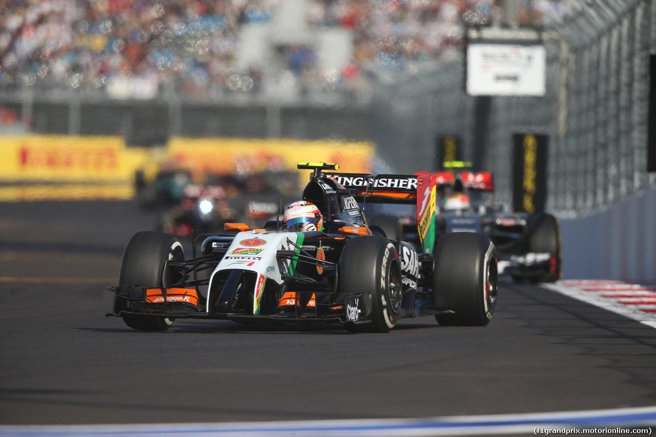 GP RUSSIA, 12.10.2014- Gara, Sergio Perez (MEX) Sahara Force India F1 Team VJM07